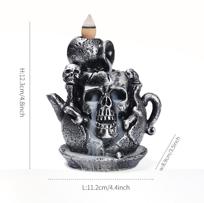 Skull Teapot Backflow Incense Burner – Unique Resin Aromatherapy Decor
