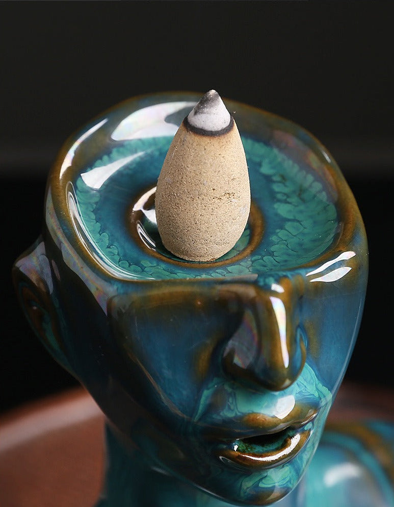 Ceramic Beauty Statue Backflow Incense Burner - Elegant Home Decor