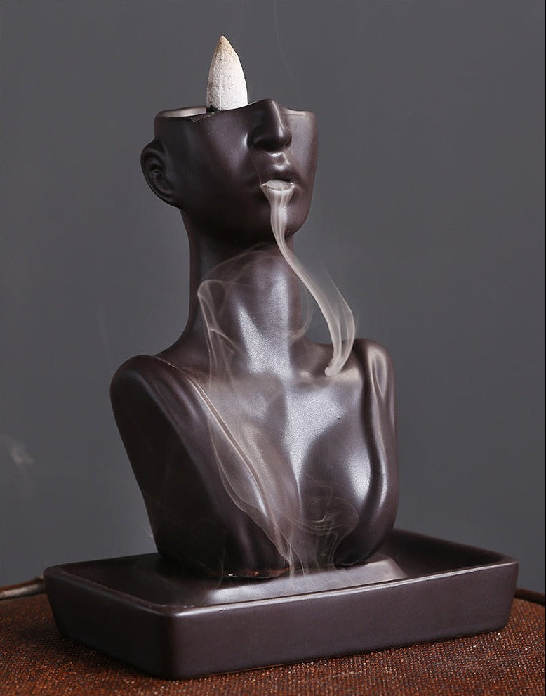 Ceramic Beauty Statue Backflow Incense Burner - Elegant Home Decor