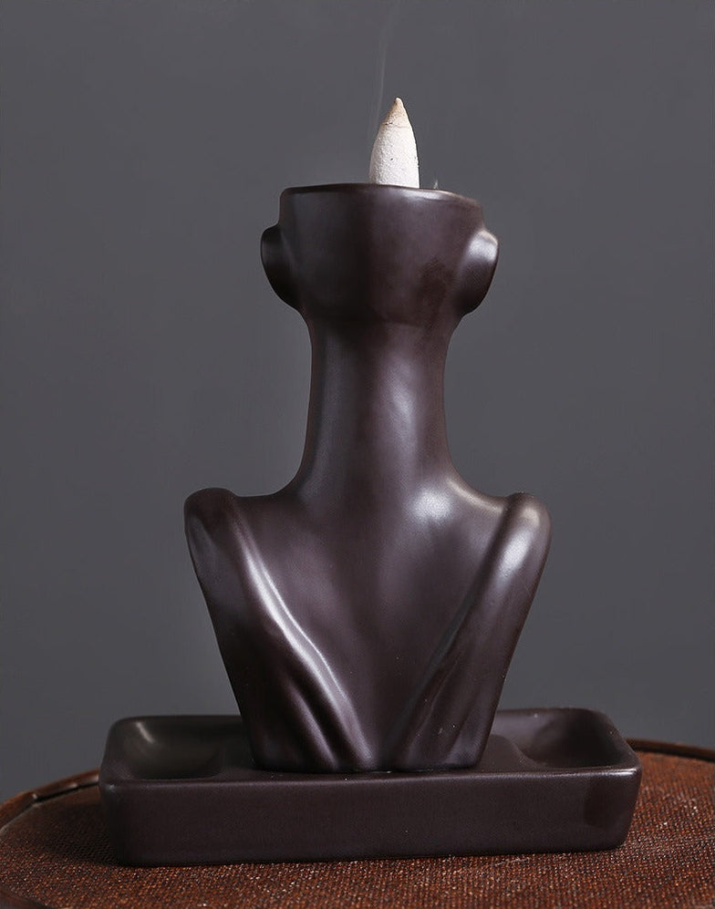 Ceramic Beauty Statue Backflow Incense Burner - Elegant Home Decor