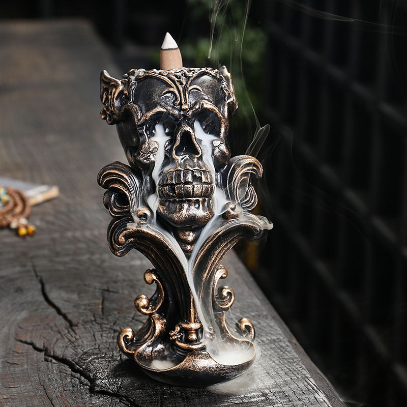 Gothic Spooky Skull Backflow Resin Incense Burner