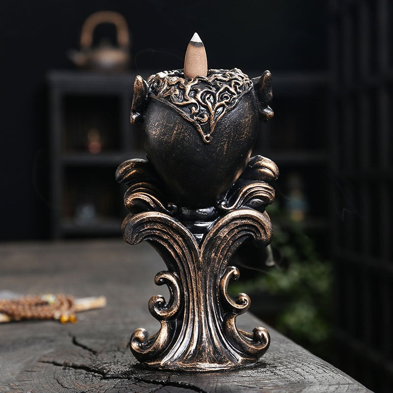 Gothic Spooky Skull Backflow Resin Incense Burner