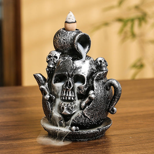Skull Teapot Backflow Incense Burner – Unique Resin Aromatherapy Decor