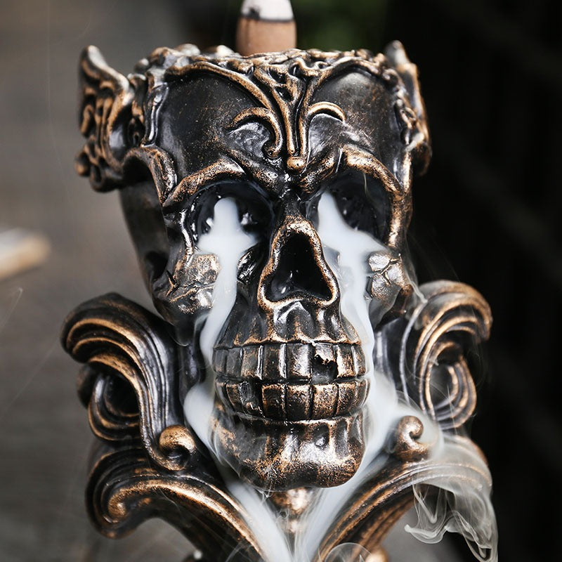 Gothic Spooky Skull Backflow Resin Incense Burner