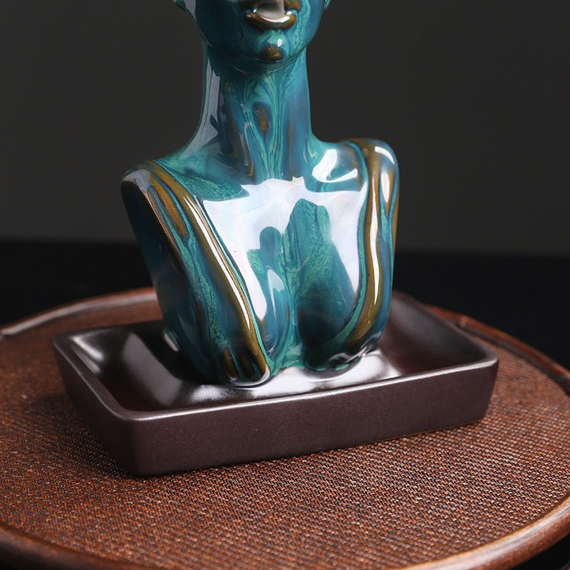 Ceramic Beauty Statue Backflow Incense Burner - Elegant Home Decor