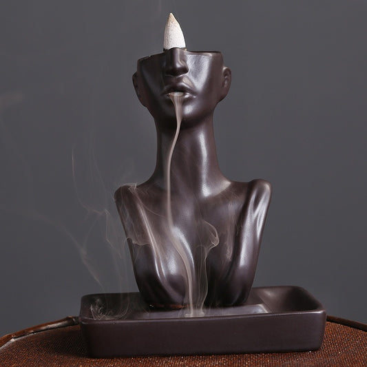 Ceramic Beauty Statue Backflow Incense Burner - Elegant Home Decor