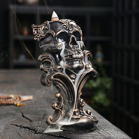 Gothic Spooky Skull Backflow Resin Incense Burner