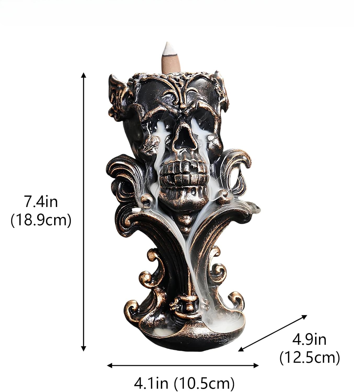 Gothic Spooky Skull Backflow Resin Incense Burner