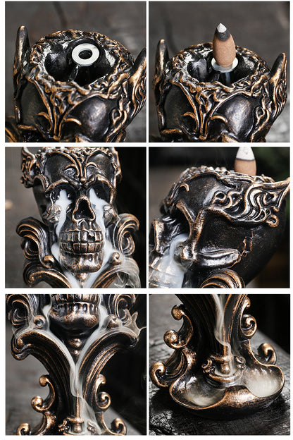 Gothic Spooky Skull Backflow Resin Incense Burner