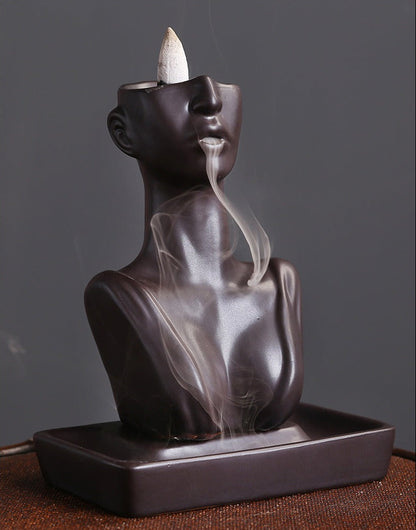 Ceramic Beauty Statue Backflow Incense Burner - Elegant Home Decor