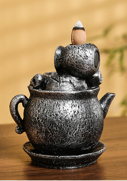 Skull Teapot Backflow Incense Burner – Unique Resin Aromatherapy Decor