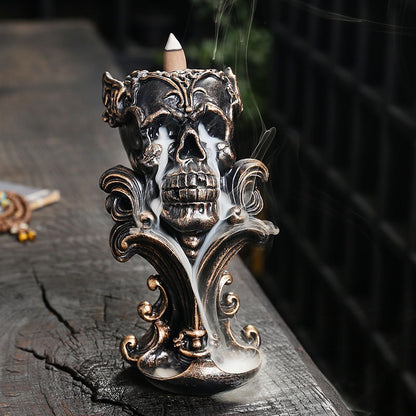Gothic Spooky Skull Backflow Resin Incense Burner