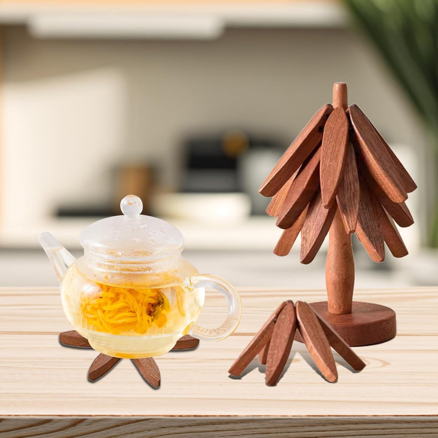 Wooden Tree Trivets for Hot Dishes,Pots,Bowls,Teapots