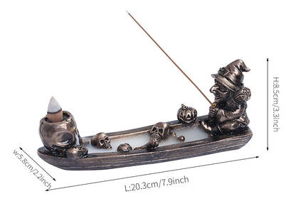 Witch Fishing with Skull Backflow Incense Burner – Unique Resin Aromatherapy Decor